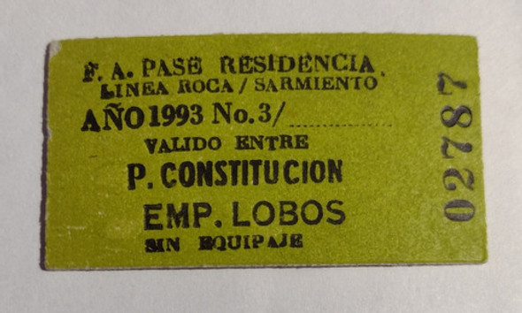 Boleto Del Ferrocarril Roca A Estación Empalme Lobos 0 Boleto Del Ferrocarril Roca A Estación Empalme Lobos 0