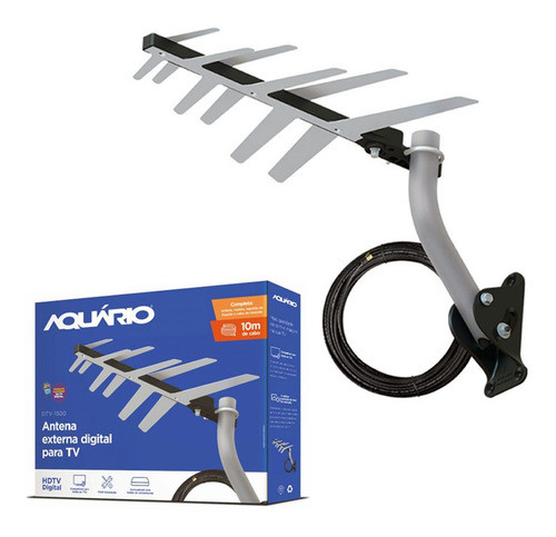 Kit Antena Externa Digital Aquário Dtv-1500 + Acessórios Nfe 0