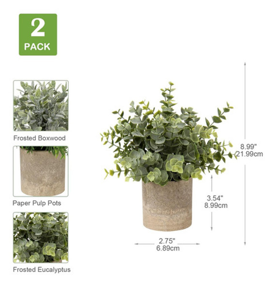 Briful Plantas Artificiales Maceta, Juego 2 Pequeñas Plantas 1