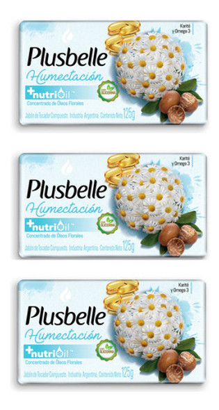 Pack X3u Jabon De Tocador En Barra Humectacion Plusbelle 0