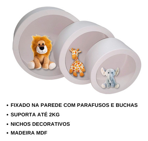 3x Nicho Redondo Cor Branca Pintado Sem Cheiro Mdf Promoção 1