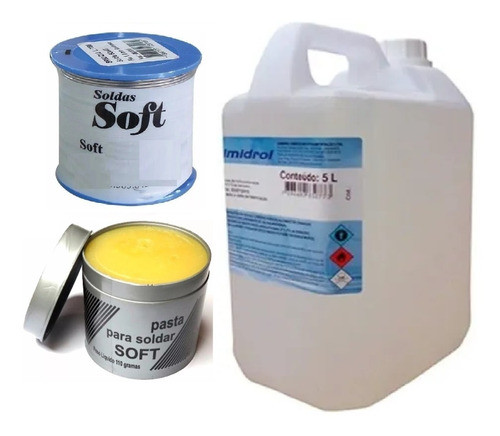 Kit Rolo De Solda + Álcool Isopropanol + Pasta P Soldar Soft 0