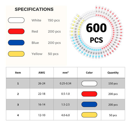 Vivecy 600 Conectores De Alambre Termorretrctiles, Conectore 1
