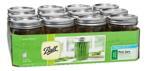 Jarras De Mason De 473ml Con Tapas Y Bandas, Pack De 12 Unid 0 Jarras De Mason De 473ml Con Tapas Y Bandas, Pack De 12 Unid 0