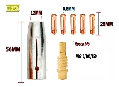 Kit - Bocal/porta Bico/05 Bicos - Tocha Mig Tme 105 (jb208) 0