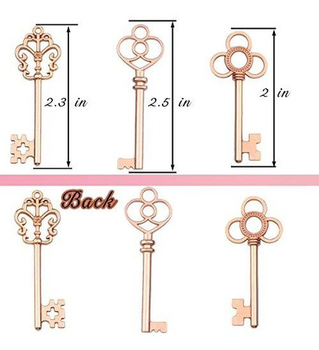 Llaves Vintage Para Manualidades Rosa Dorado 30 Unidades 1