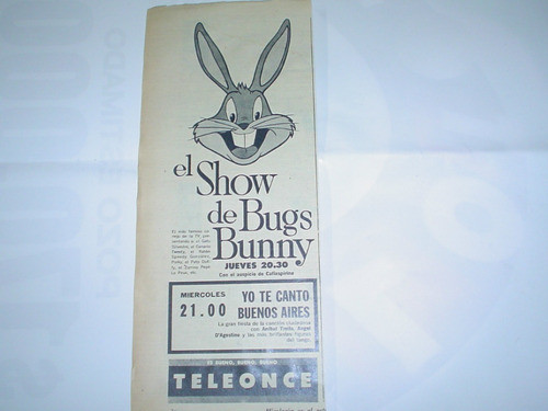 Teleonce El Show De Bugs Bunny Cafiaspirina Publicidad 1963 0