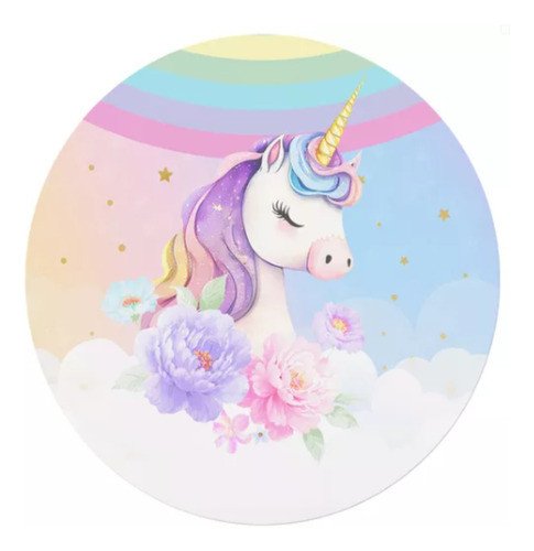 Funda Panel Redondo 1,5m Tela Sublimad Unicornio Decoración 0