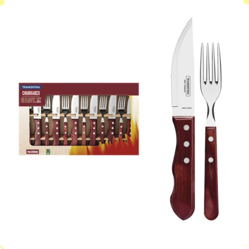 Juego Asado Jumbo Rojo 12 Piezas Churrasco Tramontina 0