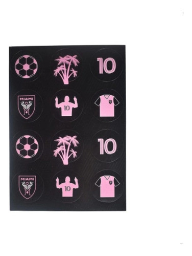 10 Planchas Stickers Autoadhesivos X 12u Inter Miami Messi 1