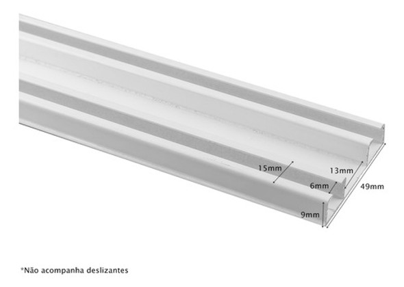 Trilho Suíço Duplo Maxi 3,70m 49mm Alumínio Com Presilhas 1