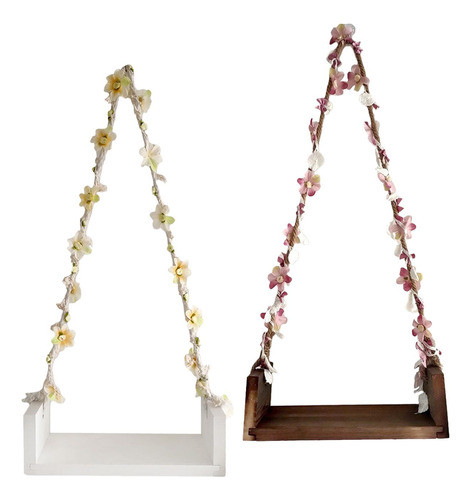 2 Peças De Balanço De Madeira Com Flor De Presente Para 0