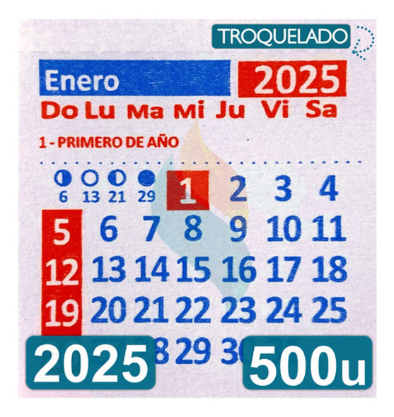 Calendarios 2025 Almanaque Mignon 5x5.5cm X500 U Troquelados 0
