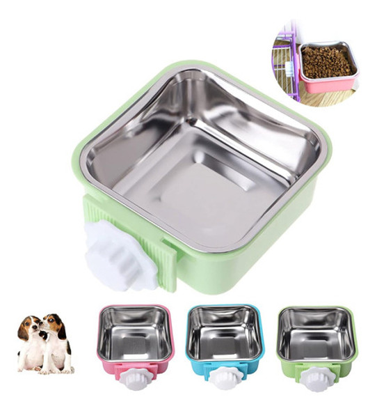 Comedero Removible De Acero Inoxidable Para Mascotas Verde S 0