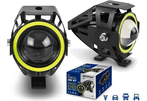 Farol De Milha Moto U7 3 Efeitos Luz Pisca Alta Baixa Angel 1