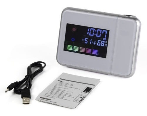 Tiempo Digital Led Proyector Lcd Colorido Snooze Despertador 1