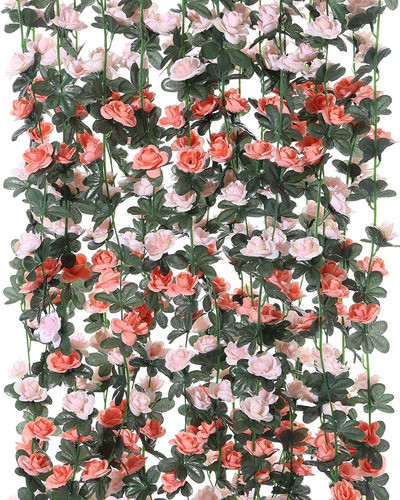 5 Guirnaldas De Hiedra Y Rosas Artificiales - Orange 0