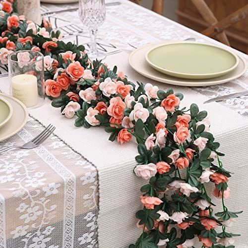 5 Guirnaldas De Hiedra Y Rosas Artificiales - Orange 1
