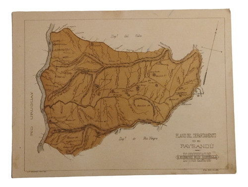 1891 Paysandu Antiguo Plano Mapa Del Departamento Raro 0