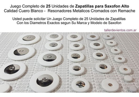 Juego Zapatillas Saxofon Alto Cuero Blanco Resonador Metal 1