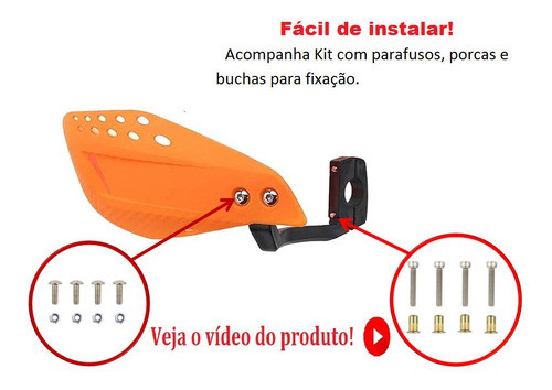 Par Protetor Mão Laranja Vector Moto Haste Nylon Guidão 22mm 1