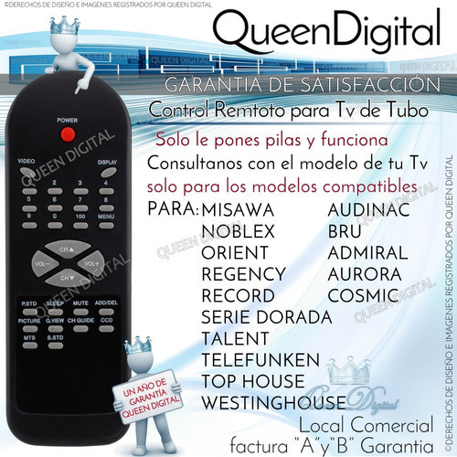 Control Remoto Tv Para Misawa Admiral Aurora Cosmic Y Mas 1
