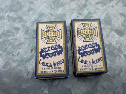 8 Hojas De Afeitar Cruz De Acero Azul Con Su Cajita 1