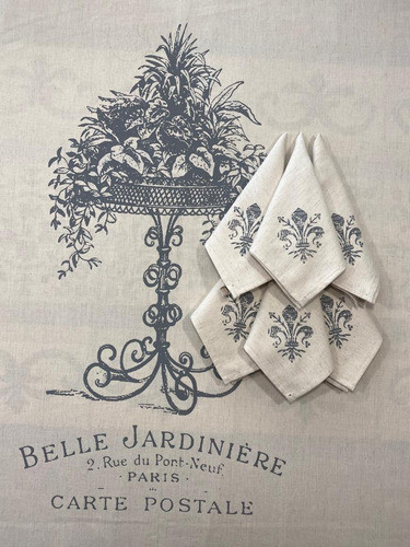 Jogo Mesa Toalha E Guardanapos Em Linho 6 Lugares Estampa 1