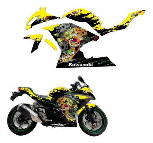 Kit Adhesivos Carenado Kawasaki Ninja 300 17/18 #04 Mk Motos 0