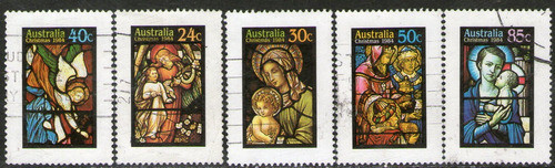 Australia Serie X 5 Sellos Usados Navidad = Vitraux Año 1984 0