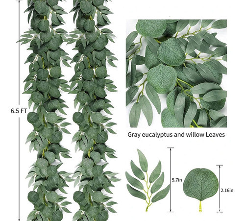 Hojas Artificiales 2mts De Eucalipto Sauce Lloron Xunidad 1