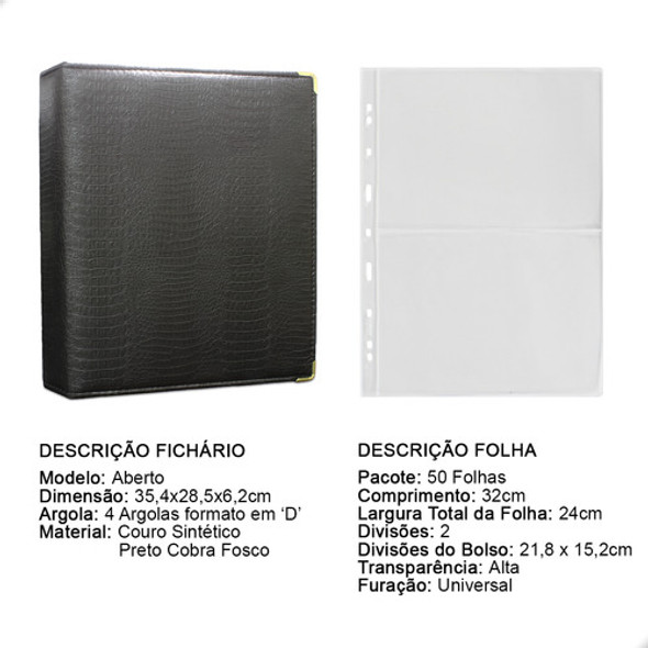 Fichário 50 Folhas Cédulas 4 Espaços 32x24 Cobra Fosco G 1