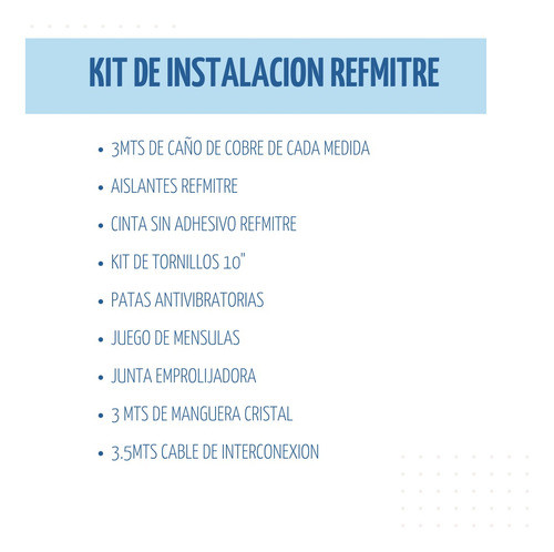 Kit Instalación Aire Acondicionado 3000 Fr Inverter 1