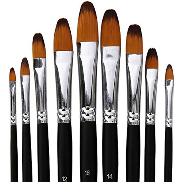 Juego De Pinceles De Pintura Para Artistas, 9 Pinceles Profe 0