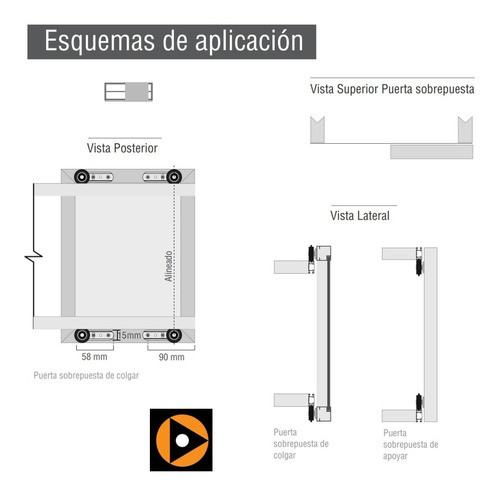 Kit Herrajes Al-1540 Ducasse 2 Mts Mueble 1 Puerta Corrediza 1
