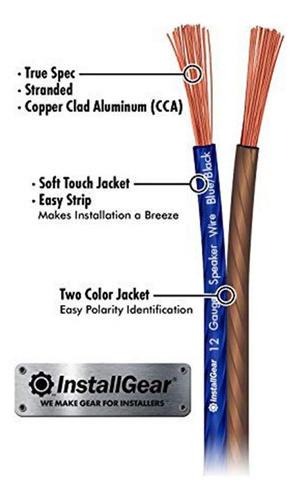 Installgear Cable De Altavoz De Calibre 12 Awg (30 Pies, Azu 1