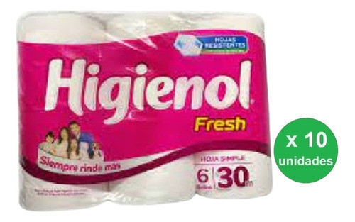 Pack Papel Higiénico Higienol Fresh 6x30m - X10u - Ma 1