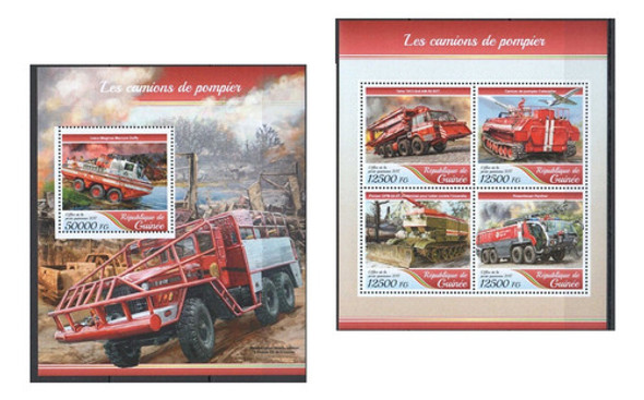 2017 Camiones Bomberos Autobombas- Rep Guinea (bloques) Mint 0