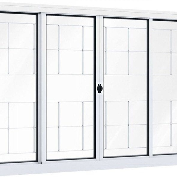 Janela De Aço De Correr 100x120cm 4 Folhas Com Grade E 1