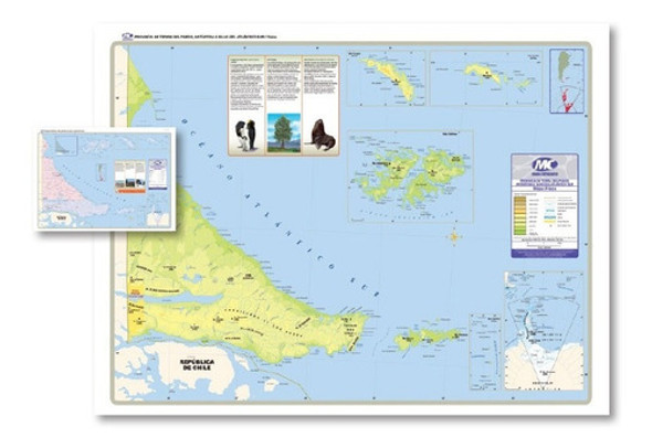Mapa Mural Tierra Del Fuego, Antártida E Islas Del Atlántico 0