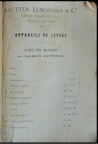 Grúa A Vapor Catálogo. París. 1890. 23006 1