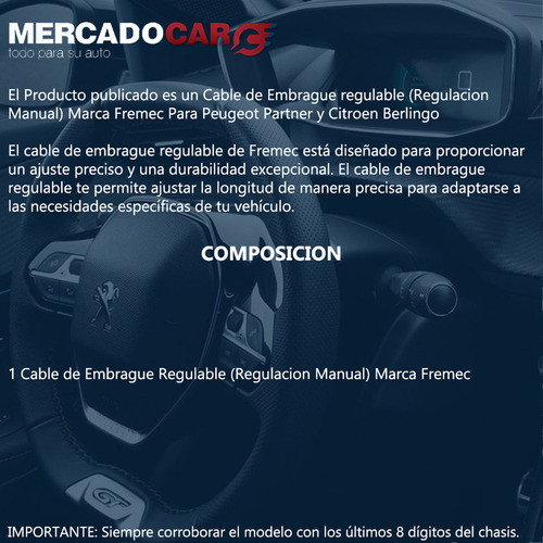 Cable Embrague Regulable Citroen Berlingo 1.6 8v Hdi - 2016 1
