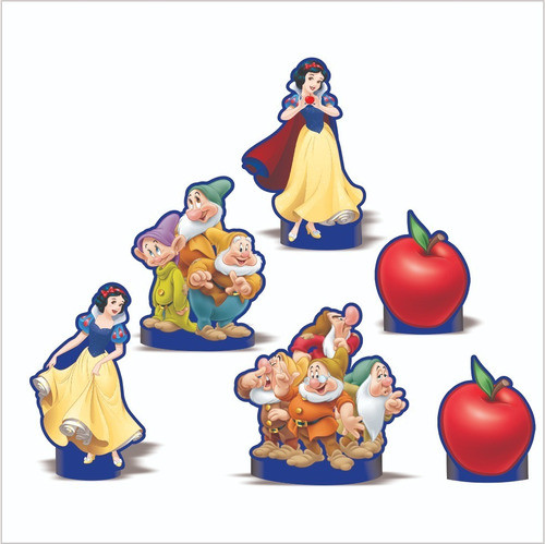 Decoração Mesa Grande - Enfeite E V A - Branca De Neve Anões 0