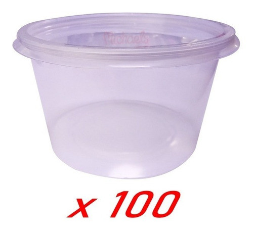 Pote Con Tapa Plastico Descartable 1000ml  X100u Copobras C 0