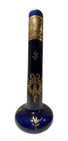 Antiguo Cristal De Bohemia Frances Veneciano Azul 0