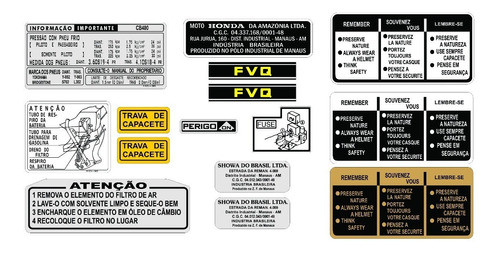 Cb 400 - 1984 - Decalques De Advertência - Honda - F Grátis 0