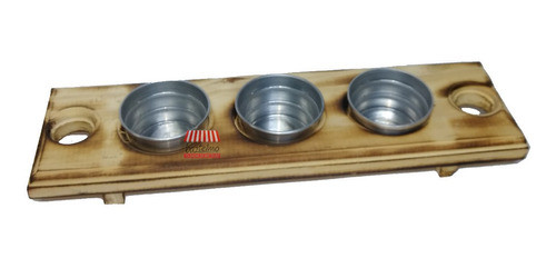 Base Madera X3 Cazuelas Cuenco Dips Aluminio= Foto Baztelmo 0