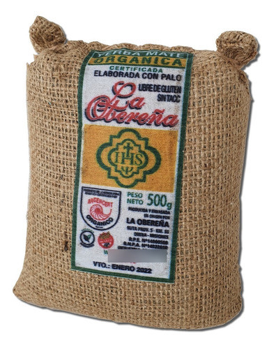 Yerba Mate La Obereña Organica De 500gr Arpillera X10 Unid. 0