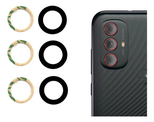 Kit 3 Lentes D Vidrio Repuesto Para Motorola G51 / G52 / G62 0