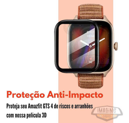 Kit 3 Película 3d Para Amazfit Gts 4 Cobre A Tela Toda Novo 1